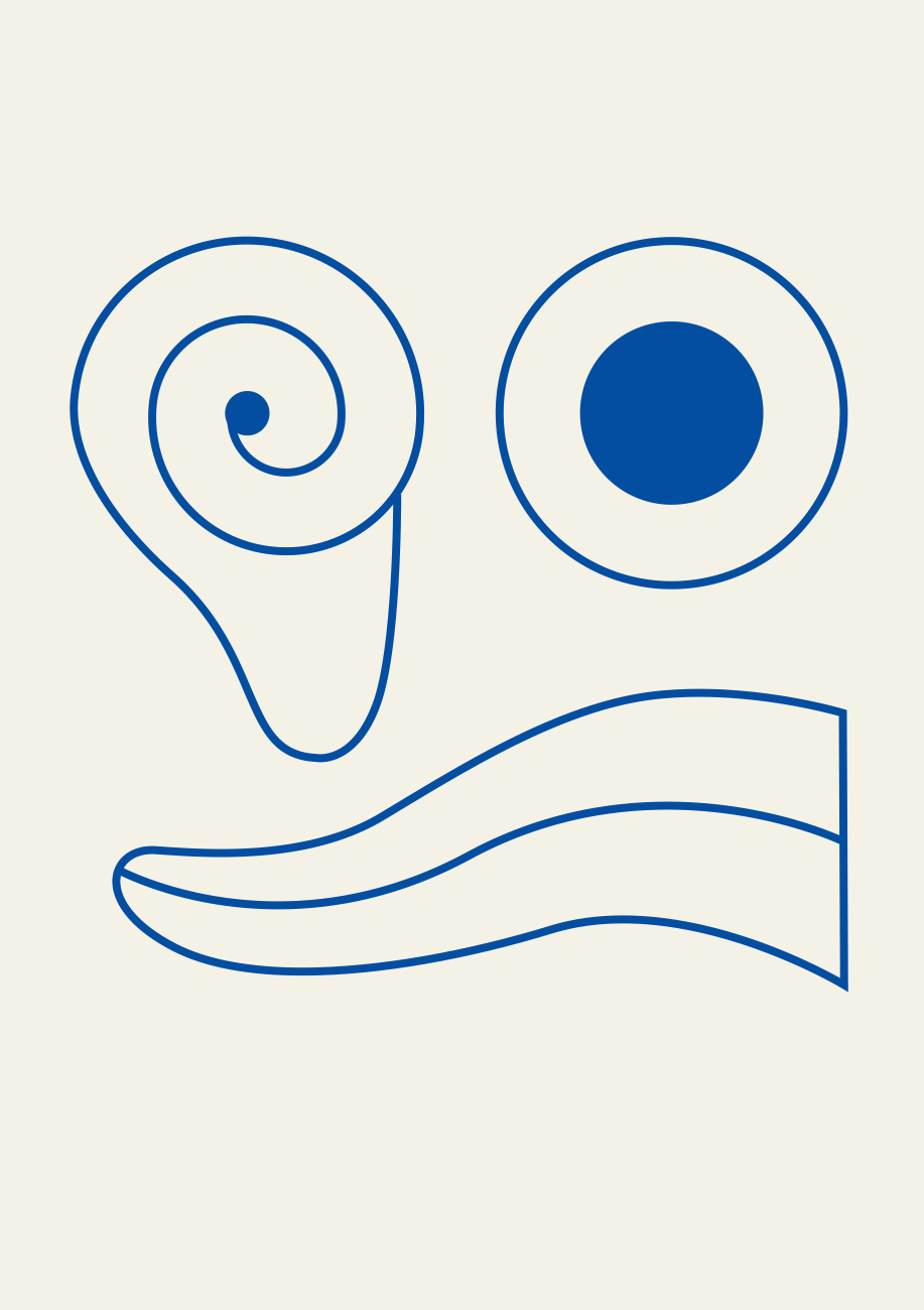 Attēlā redzams auss atveidojums grafiskajā dizainā